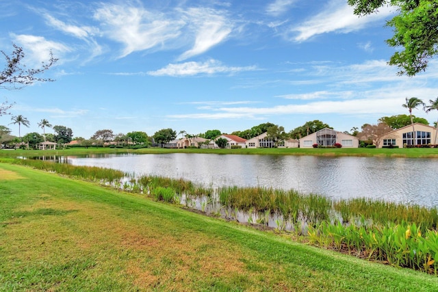 view of water feature with a residential view