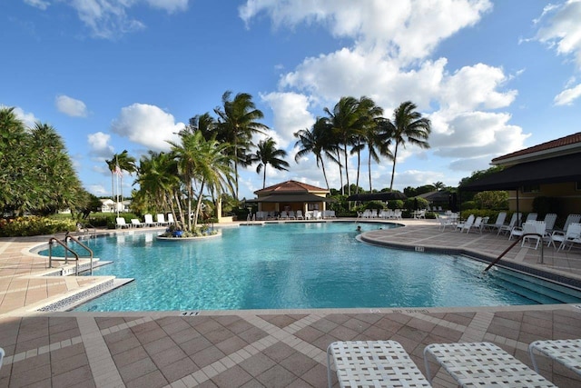 pool featuring a patio area