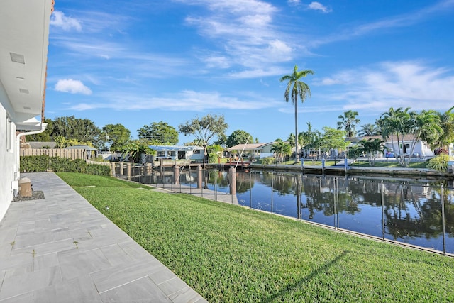 view of yard with a water view