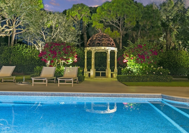 pool with a gazebo