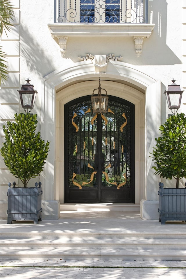 doorway to property with french doors