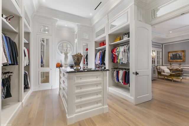 spacious closet with light wood-type flooring