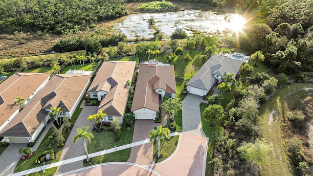 drone / aerial view with a residential view