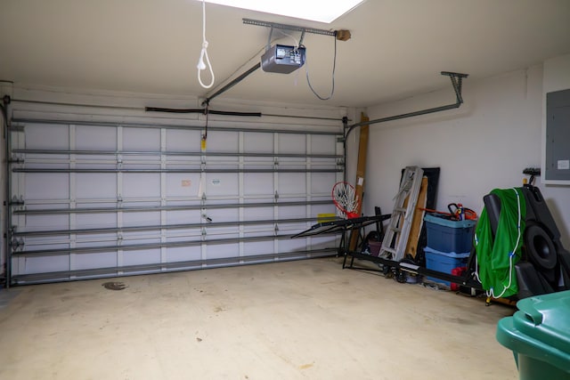 garage with a garage door opener