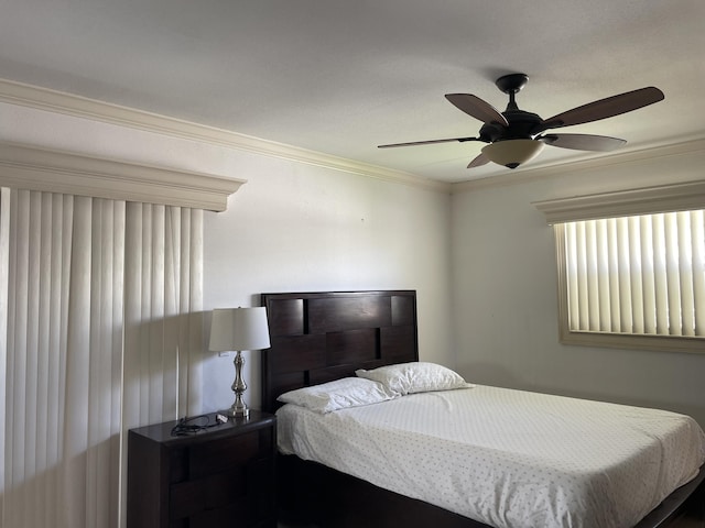 138 Monaco C, Delray Beach, FL 33446 - bedroom with ornamental molding and ceiling fan