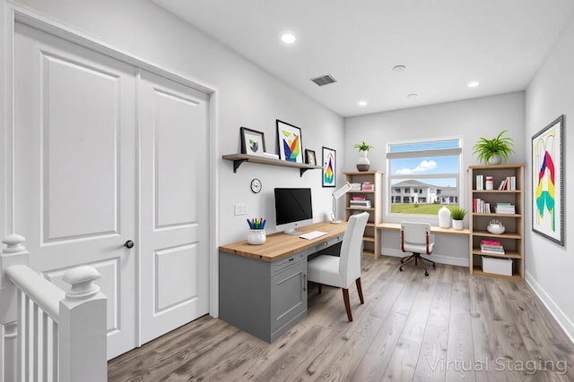 15262 Goldfinch Cir, Westlake, FL 33470 - office space with light wood-style flooring, recessed lighting, and baseboards