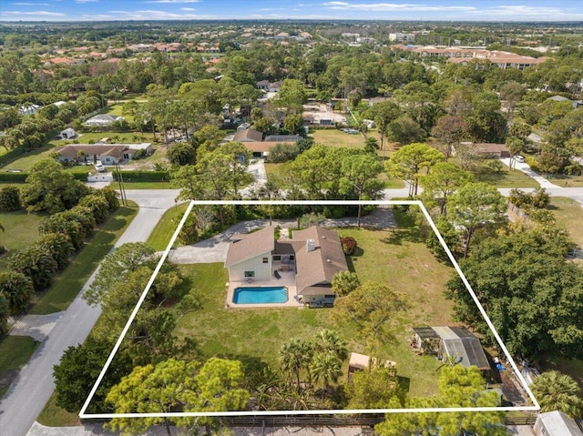 bird's eye view with a residential view