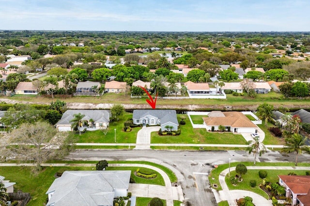 bird's eye view with a residential view