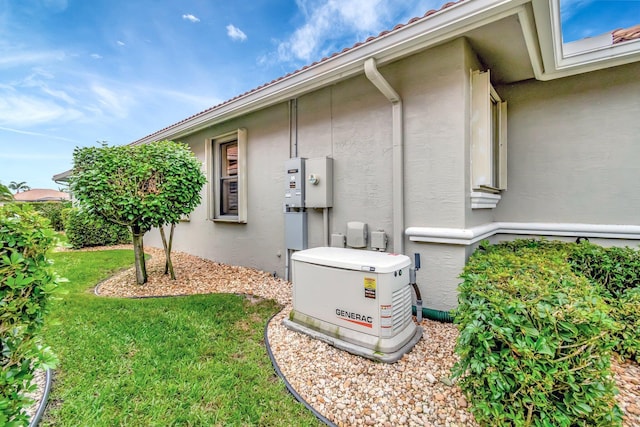 details with a power unit and stucco siding