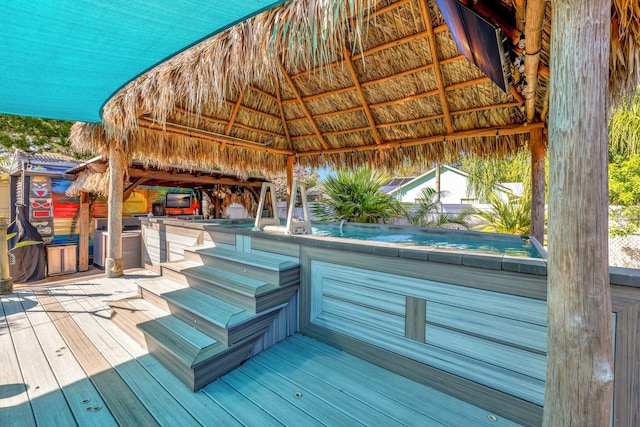 deck featuring a gazebo