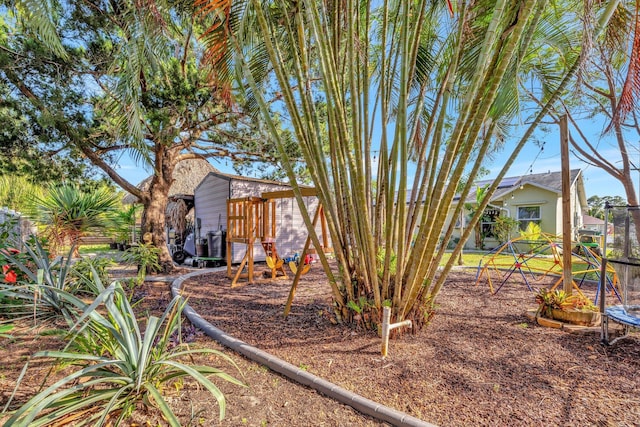 view of yard with a playground