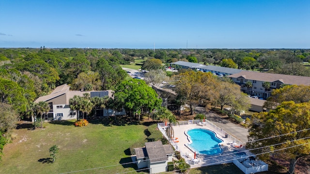 aerial view with a wooded view