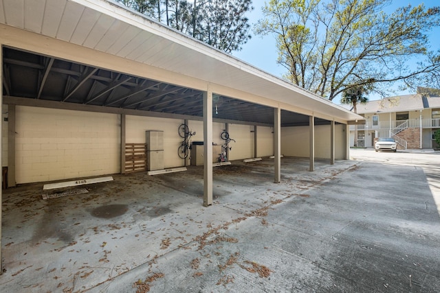 view of covered parking lot