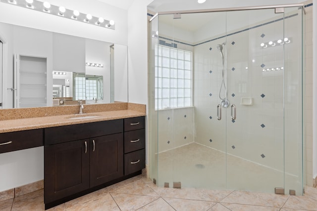 9081 Livorno St, Boynton Beach, FL 33472 - full bathroom with a shower stall, vanity, and tile patterned flooring