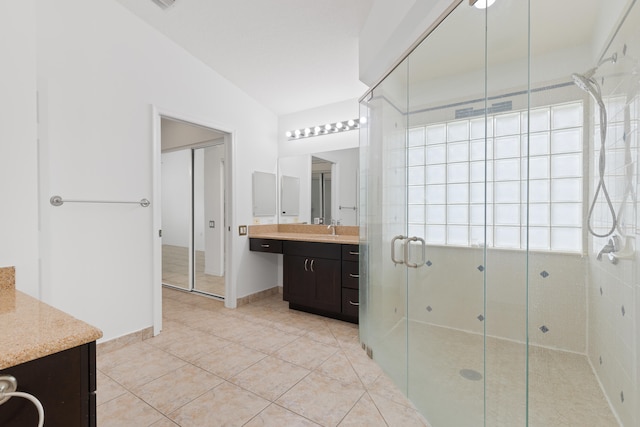 9081 Livorno St, Boynton Beach, FL 33472 - full bath with a stall shower, vanity, and tile patterned flooring