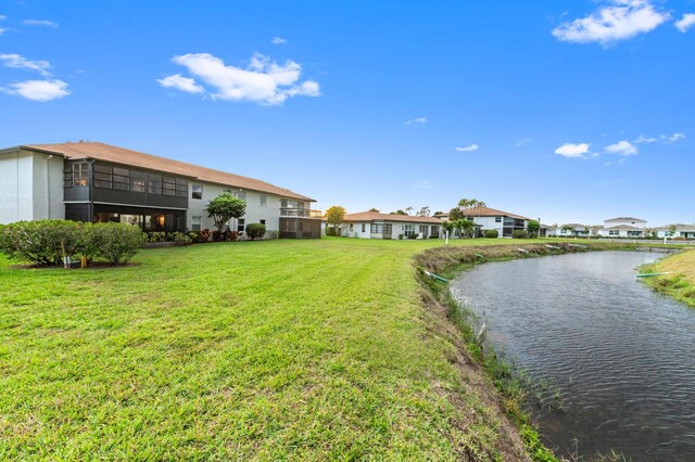 exterior space featuring a water view