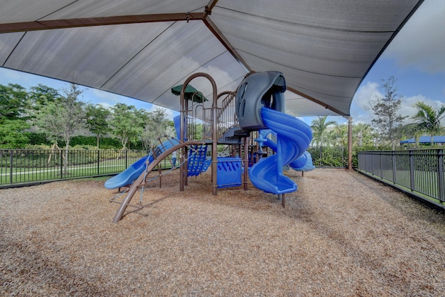 communal playground with fence