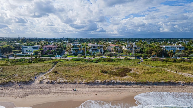 aerial view with a water view and a residential view