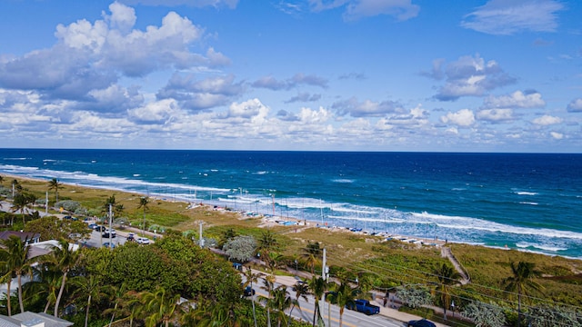 property view of water featuring a beach view