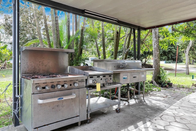 view of patio featuring an outdoor kitchen