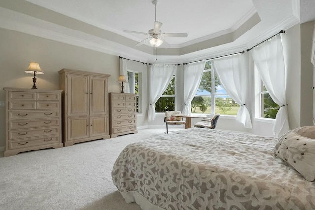 bedroom featuring ceiling fan and ornamental molding