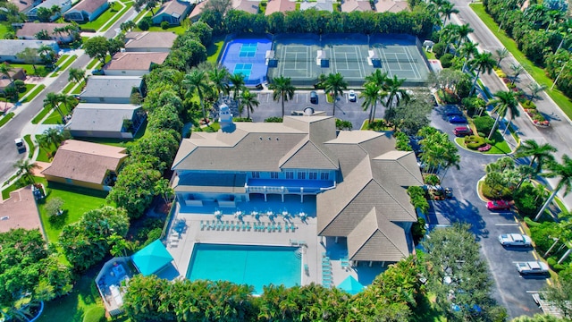 drone / aerial view with a residential view