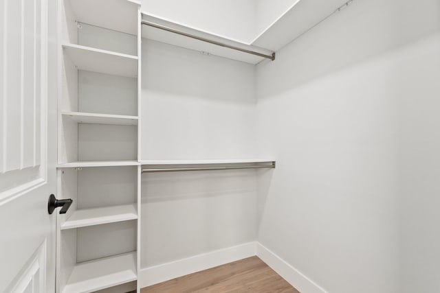 walk in closet featuring wood finished floors