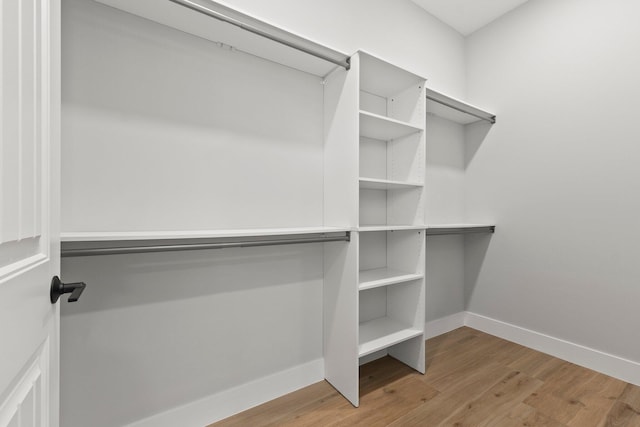 walk in closet featuring wood finished floors