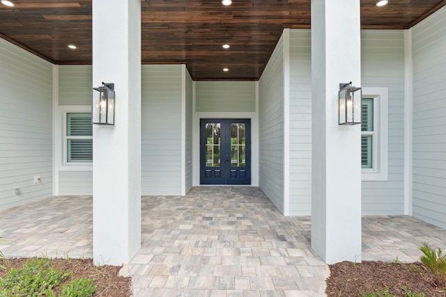 property entrance with french doors