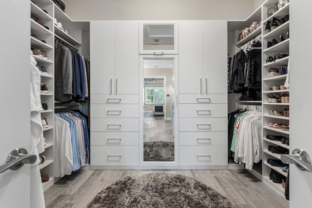 spacious closet with wood finished floors