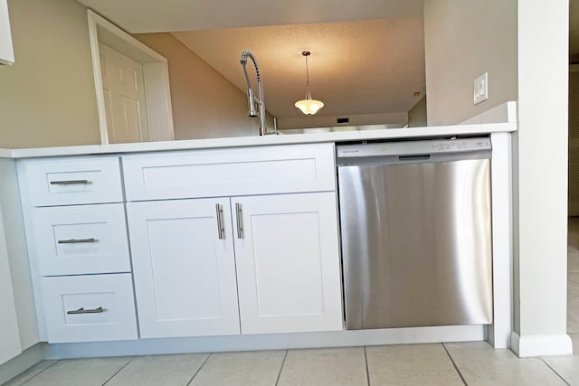 3636 Whitehall Dr Unit 402A, West Palm Beach, FL 33401 - kitchen with dishwasher, white cabinets, light tile patterned floors, and a sink