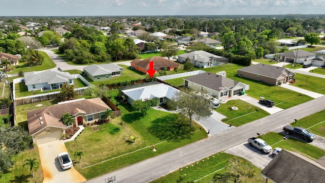 drone / aerial view with a residential view