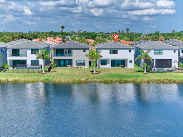 view of water feature with a residential view