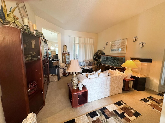 living room with carpet flooring and baseboards