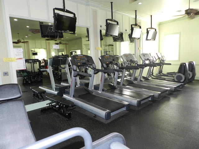 224 NW Pleasant Grove Way, Port Saint Lucie, FL 34986 - exercise room featuring ceiling fan