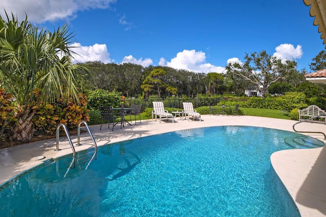 view of swimming pool featuring a patio area and a fenced in pool