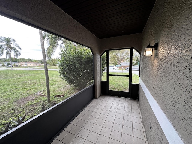 view of unfurnished sunroom