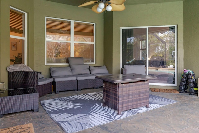 view of patio / terrace with outdoor lounge area and a ceiling fan