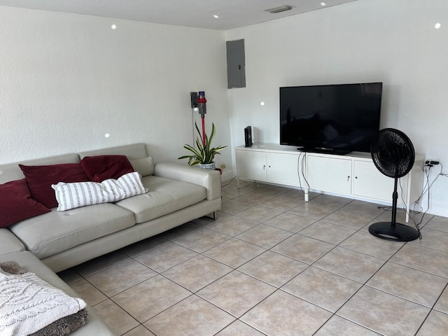 7430 Atlanta St, Hollywood, FL 33024 - living area with light tile patterned floors, electric panel, and visible vents