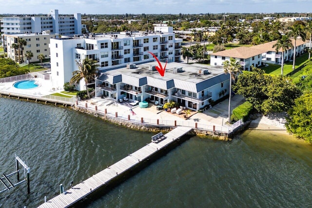 bird's eye view featuring a water view