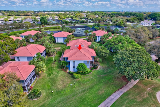 aerial view with a residential view