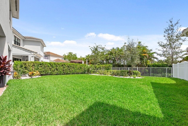 view of yard featuring a fenced backyard