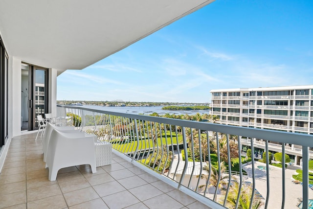 balcony with a water view