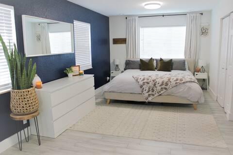 bedroom with light wood finished floors