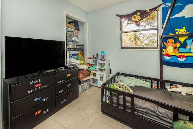 bedroom with tile patterned flooring