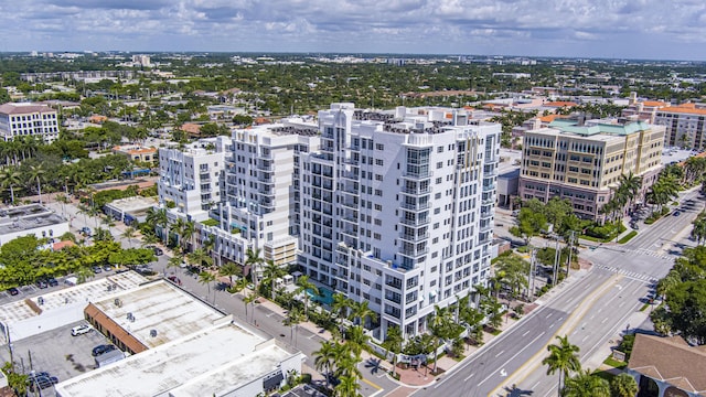 bird's eye view with a city view