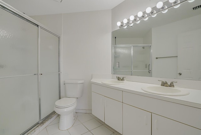 full bath featuring toilet, a stall shower, and a sink