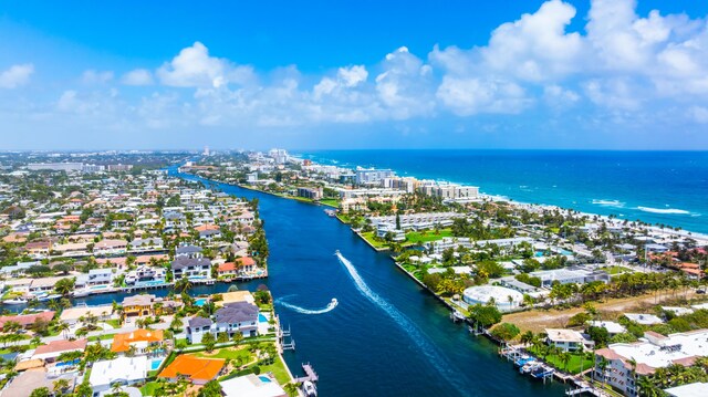 property view of water with a beach view
