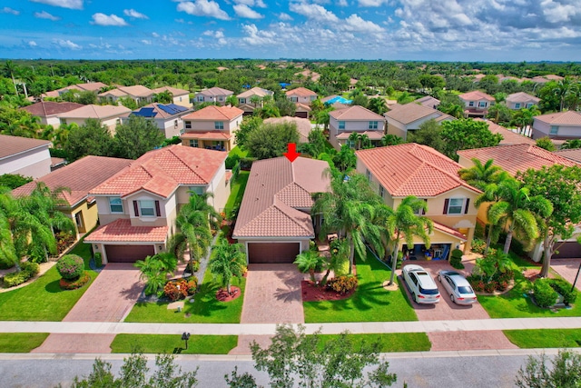 aerial view with a residential view