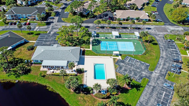 bird's eye view featuring a water view